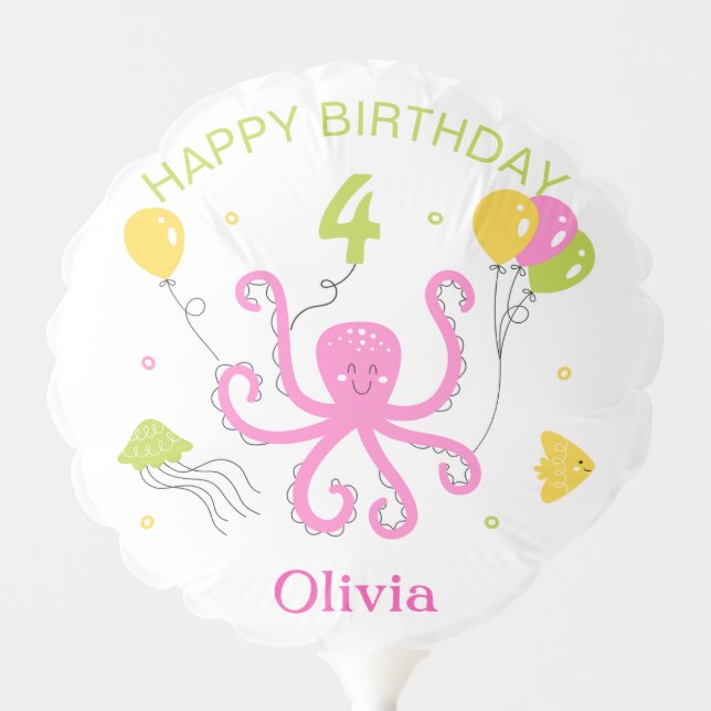 Happy Octopus Birthday Balloon (Front)