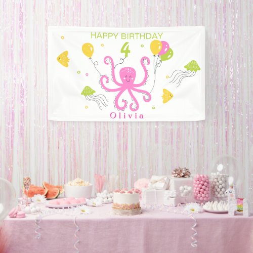 Happy Octopus Birthday Banner