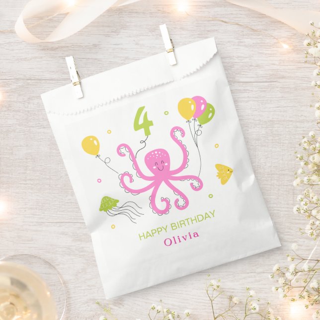 Happy Octopus Birthday Favor Bag (Clipped)