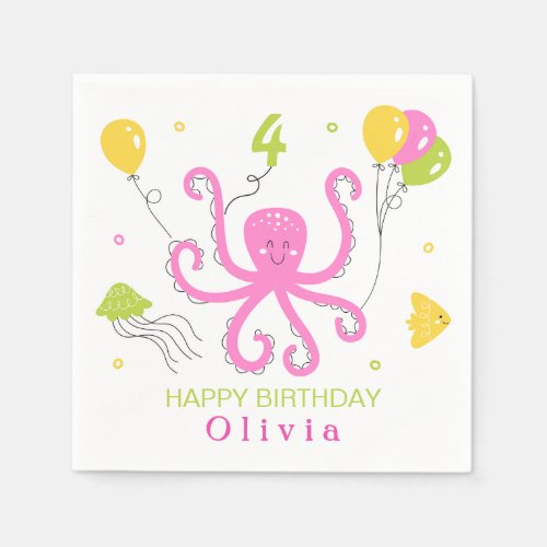 Happy Octopus Birthday Napkins