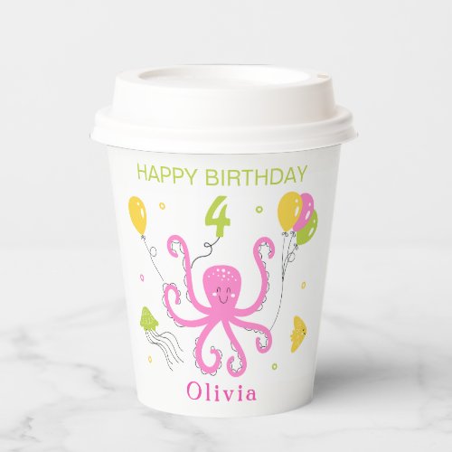 Happy Octopus Birthday Paper Cups