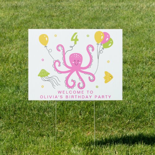 Happy Octopus Birthday Party  Sign