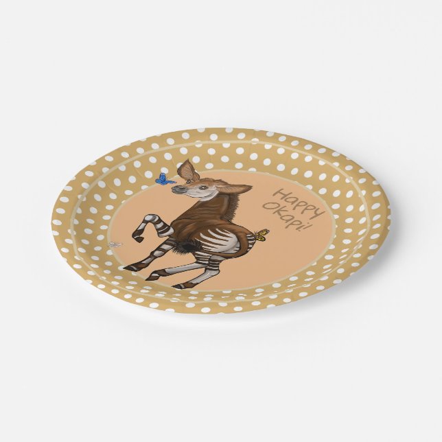 Happy Okapi!  Paper Plates (Angled)