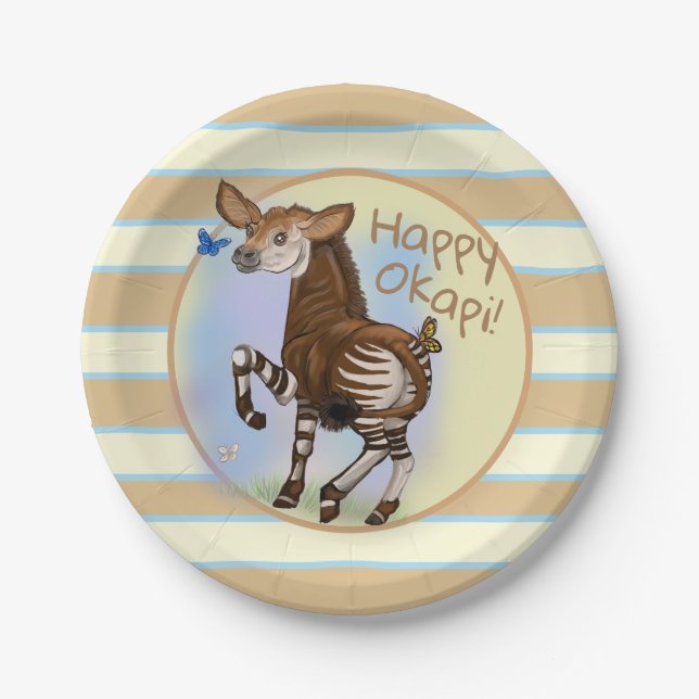 Happy Okapi! Paper Plates (Front)