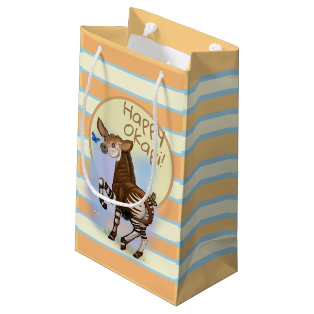Happy Okapi!  Small Gift Bag (Back Angled)