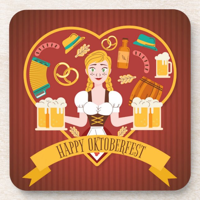 Happy Oktoberfest Beverage Coaster (Front)