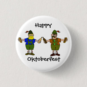 Happy Oktoberfest Button  - Beer & Bratwurst
