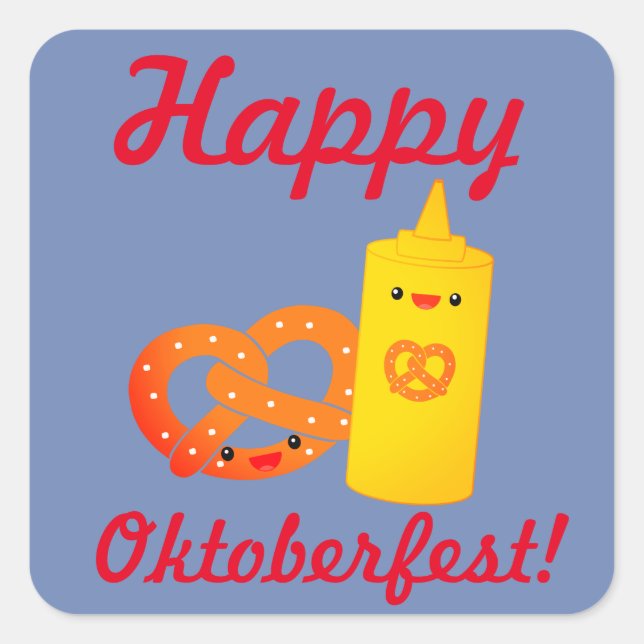 "Happy Oktoberfest!" Sticker with Pretzel (Front)