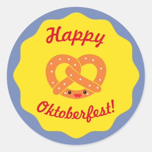 Happy Oktoberfest Sticker with Smiling Pretzel