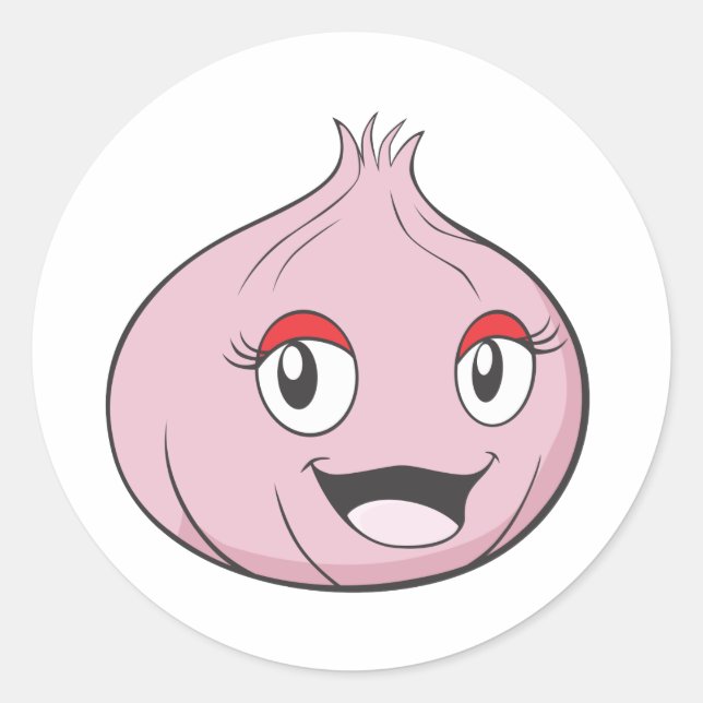 Happy Onion Vegetable Cartoon Classic Round Sticker (Front)