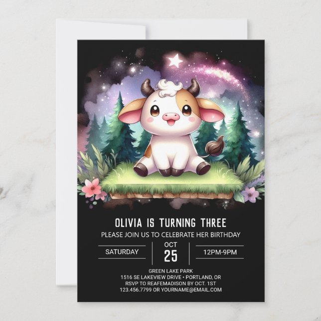 Happy Online Cow Birthday Invitation (Front)