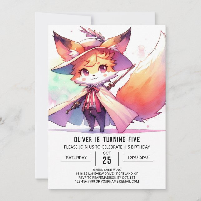  Happy Online Fox Birthday Invitation (Front)