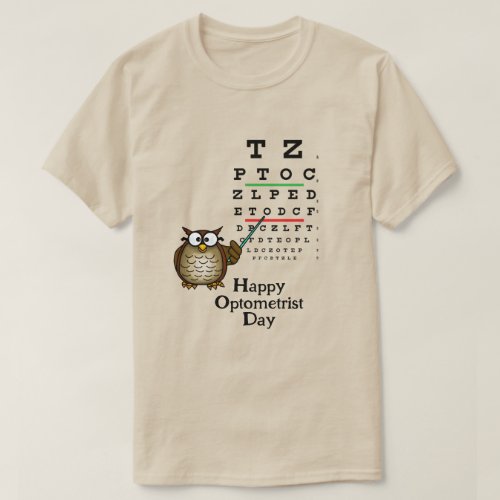 Happy Optometrist Day Owl and Eye Chart T_Shirt