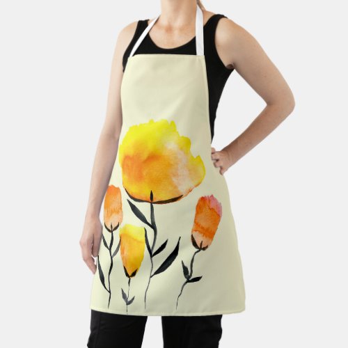 Happy orange and yellow flowers apron