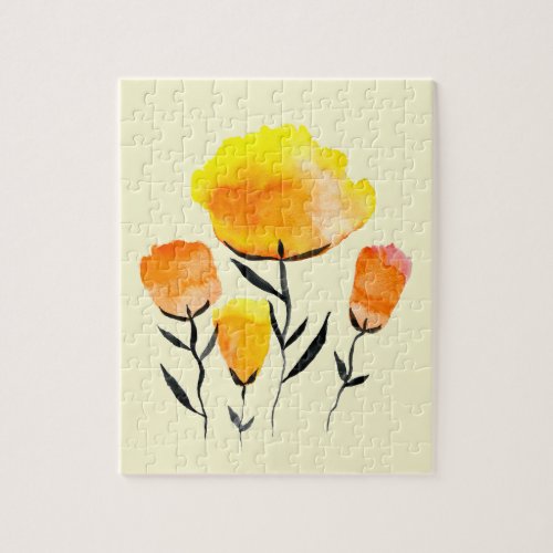 Happy orange and yellow flowers jigsaw puzzle
