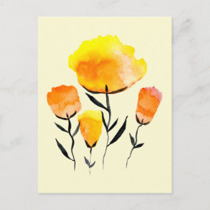 Happy orange and yellow flowers postcard