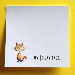 Happy Orange Cartoon Cat My Friday Face Post-it Notes