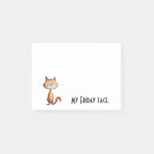 Happy Orange Cartoon Cat My Friday Face Post-it Notes