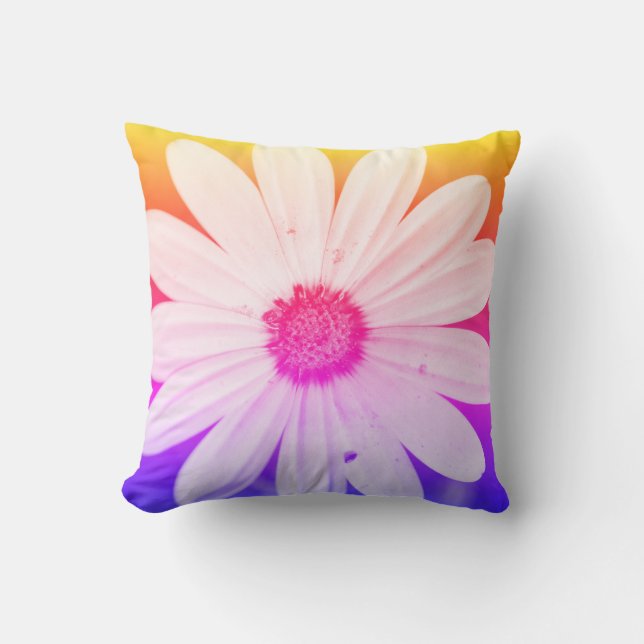 Happy Orange Daisy Flower Cushion Throw Pillow (Front)