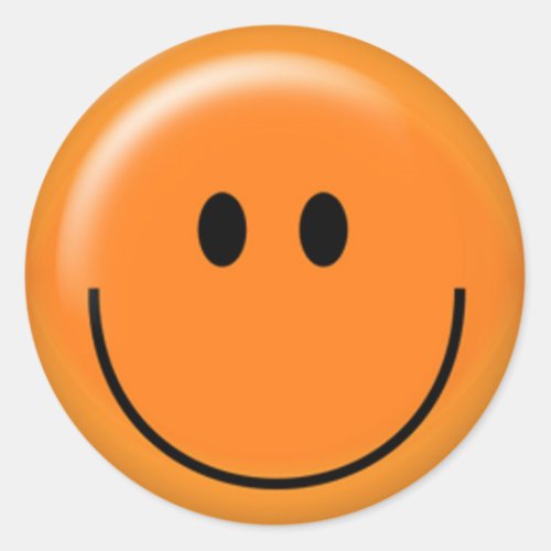 Happy orange face classic round sticker