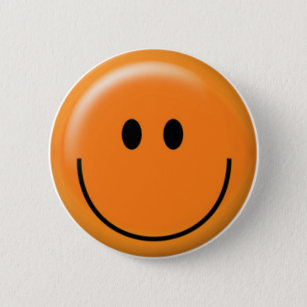 Happy orange face pinback button