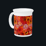 Happy Orange Flower Field Garden Drink Pitcher<br><div class="desc">Floral Bright Rojo Bouquet Rich Red Hot Mixed Flowers Daisies Any Occasion</div>