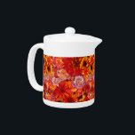 Happy Orange Flower Field Garden Teapot<br><div class="desc">Floral Bright Rojo Bouquet Rich Red Hot Mixed Flowers Daisies Any</div>