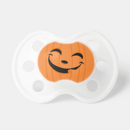 Happy Orange Jack O Lantern Pumpkin Face Halloween Pacifier