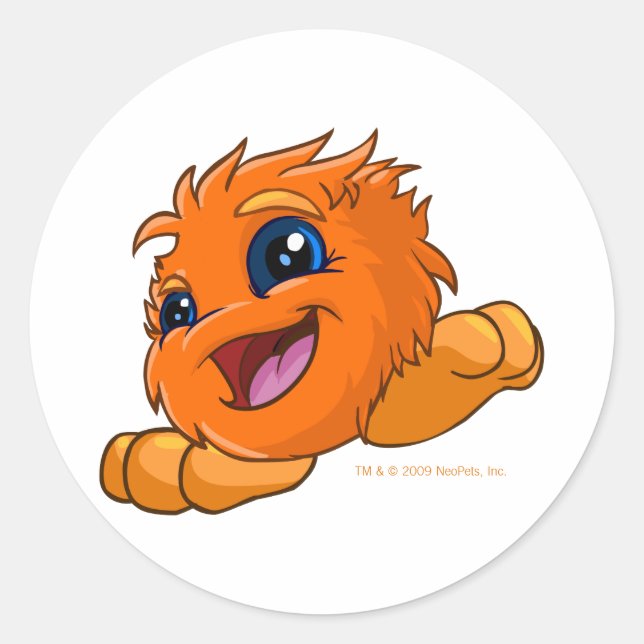 Happy orange JubJub Classic Round Sticker (Front)
