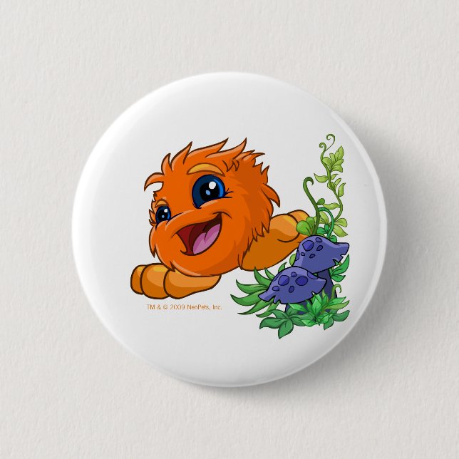 Happy orange JubJub in Neopia Central Pinback Button (Front)
