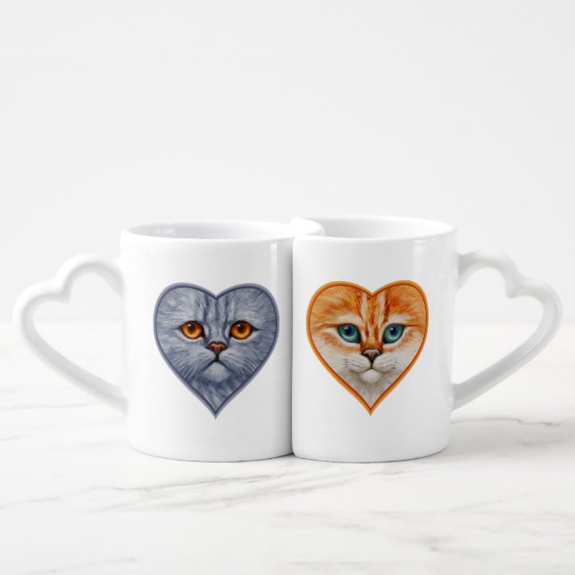Happy Orange Kitty Face Coffee Mug Set (Front Nesting)