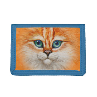 Happy Orange Kitty Face Trifold Wallet