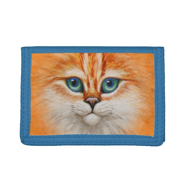 Happy Orange Kitty Face Trifold Wallet (Front)