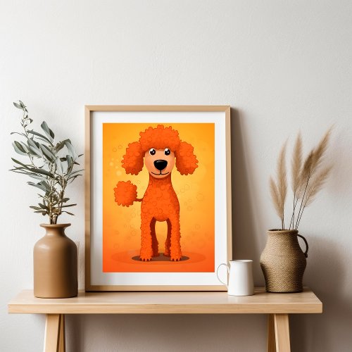 Happy Orange Poodle Dog Poster