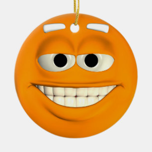 Happy Orange Smiley Ceramic Ornament