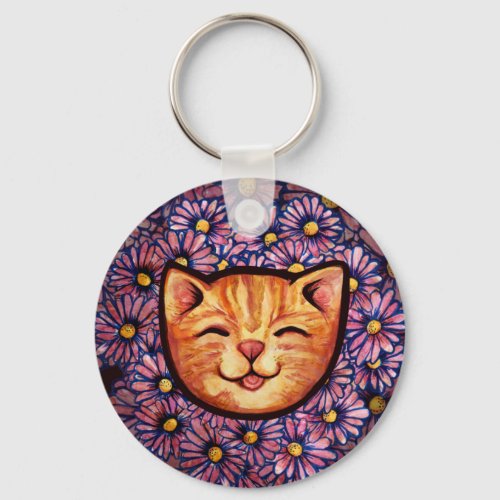 Happy Orange tabby Cat                             Keychain