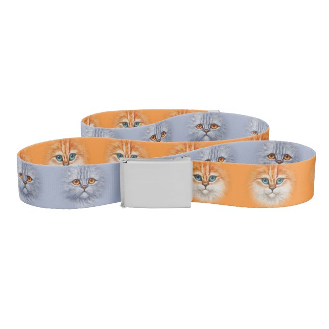 Happy Orange Tabby Kitten & Sad Gray Tabby Kitten Belt (Zig-Zag)