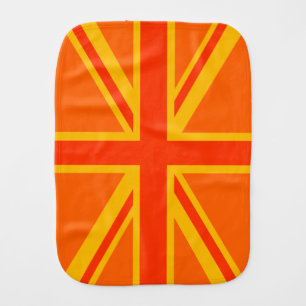 Happy Orange Union Jack British Flag Swag Burp Cloth