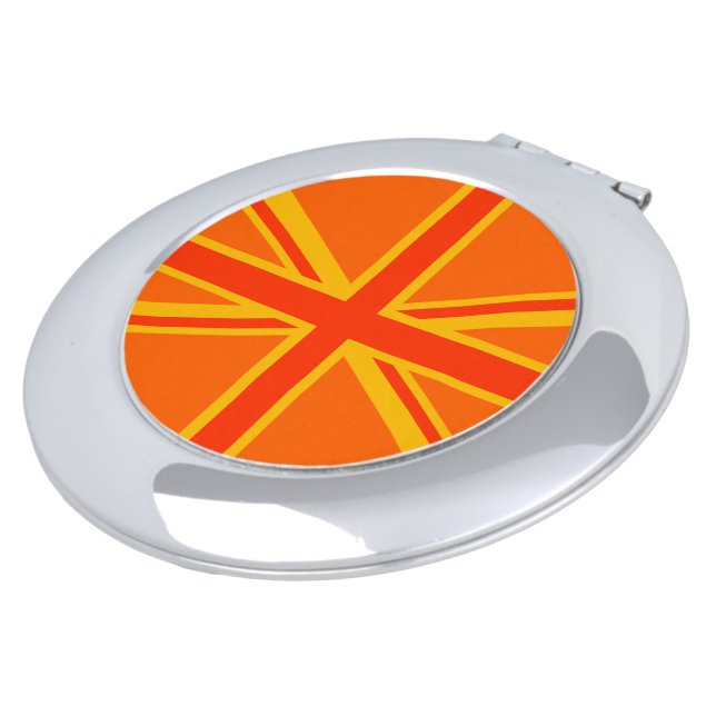 Happy Orange Union Jack British Flag Swag Mirror For Makeup (Turned)