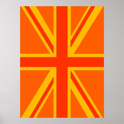 Happy Orange Union Jack British Flag Swag Poster