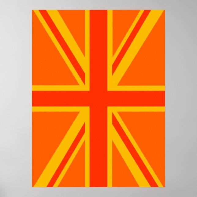 Happy Orange Union Jack British Flag Swag Poster (Front)