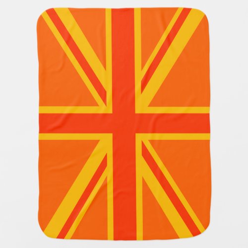 Happy Orange Union Jack British Flag Swag Receiving Blanket