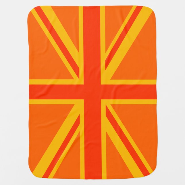 Happy Orange Union Jack British Flag Swag Receiving Blanket (Front)