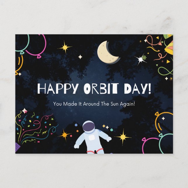 Happy Orbit Day Birthday Anniversary Space Gift Postcard (Front)