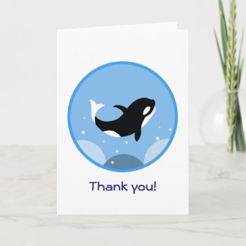 Happy Orca Killer Whale Thank You Greeting Card by MiKaArt at Zazzle
