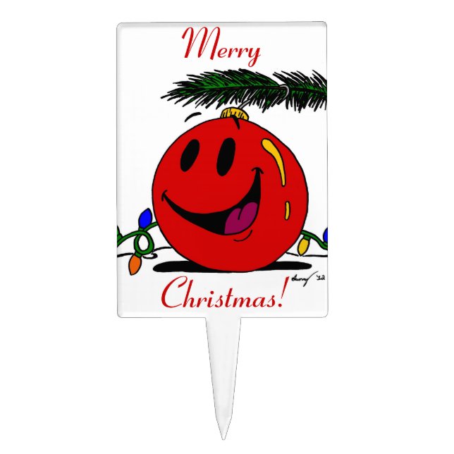 Happy Ornament "Merry Christmas!" Cake Topper (Front)