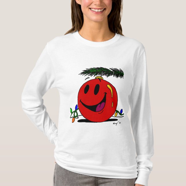 Happy Ornament Womens Hooded Sweatshirt T-Shirt (Front)