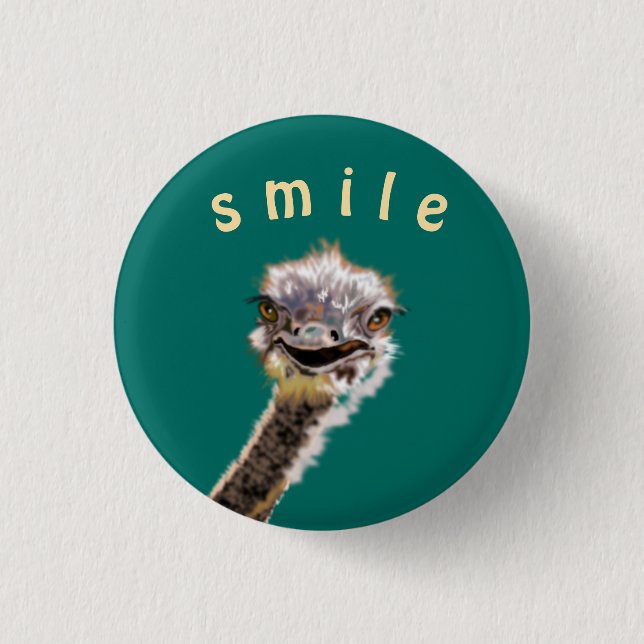 Happy Ostrich - Add Your Color / Text Button (Front)