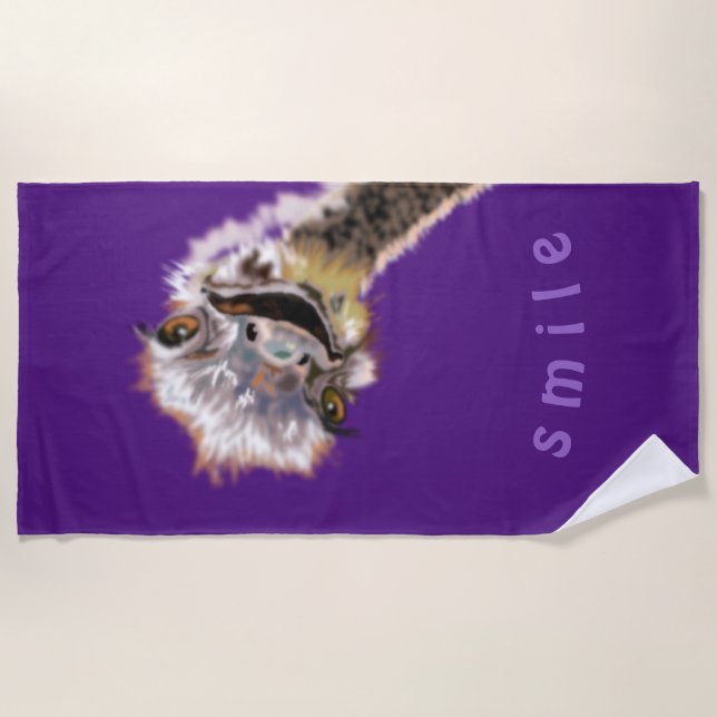 Happy Ostrich Beach Towel (Front)