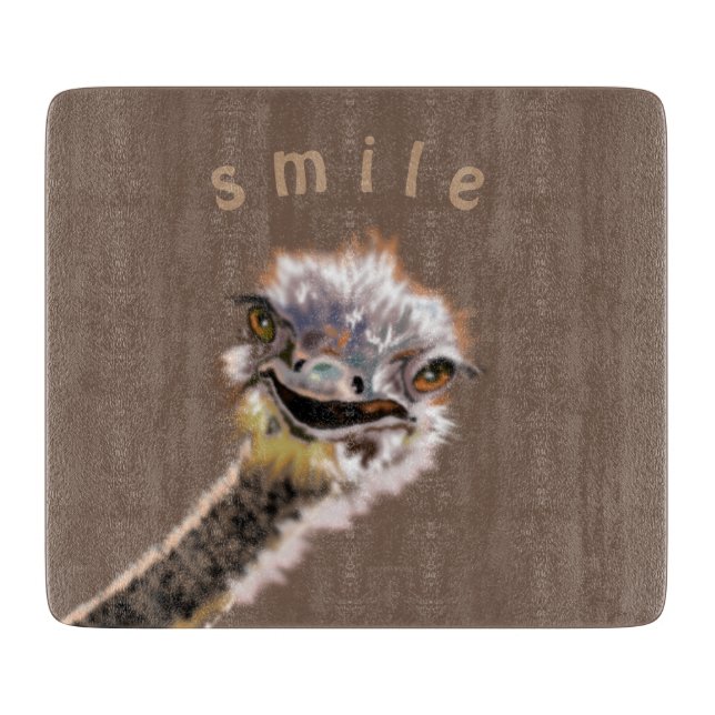 Happy Ostrich Cutting Board (Front)
